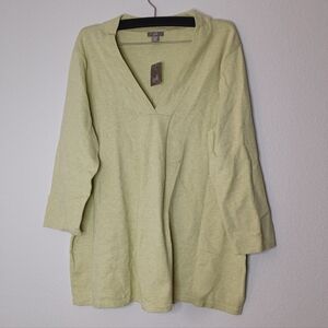 J. Jill Soft Stretch Chartreuse Green Tunic Top Popover Blouse Knit NEW